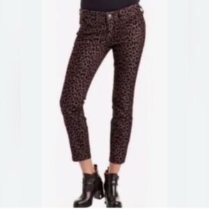 Free People Women's Mocha Combo Cheetah Print brown/black Skinny Jeans Sz 27.